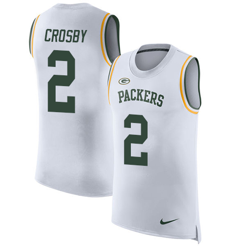 Nike Packers #2 Mason Crosby White Men's Stitched NFL Limited Rush Tank Top Jersey - Click Image to Close